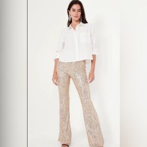 High Waisted Sequin Gold Pants - Old Navy